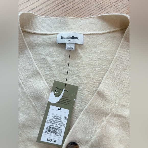 Goodfellow & Co Men's Cream Cardigan - Picture 5 of 7